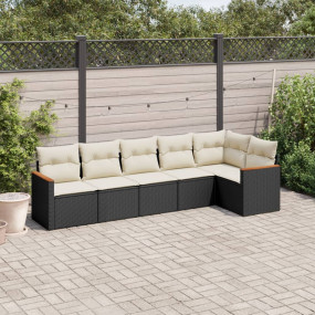 Garden Sofa Set Black PE Rattan Large Adjustable Feet
