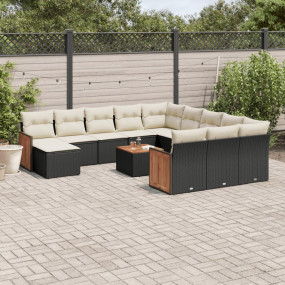 Garden Sofa Set Black PE rattan Large Adjustable Feet