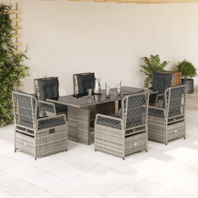 Garden Dining Set Grey, Dark Grey PE rattan 7 piece set