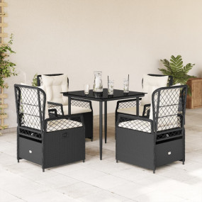 Garden Dining Set Black Poly Rattan Medium Adjustable A...