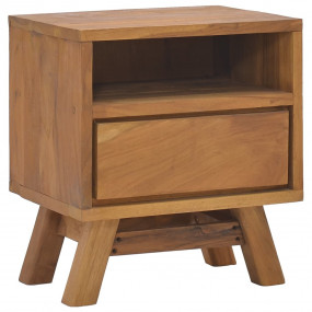Bedside Cabinet Warm Natural Wood Solid Teak Wood Compa...
