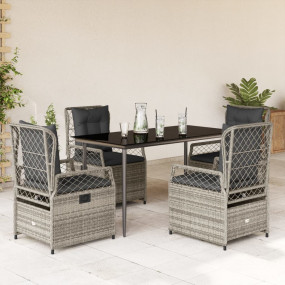 Garden Dining Set Grey PE rattan 5 Piece Set Adjustable...