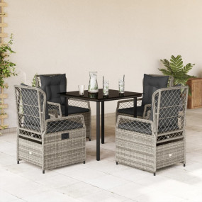 Garden Dining Set Grey PE rattan Medium Removable Cover...
