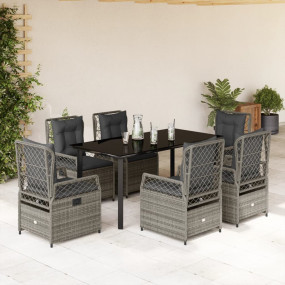 Garden Dining Set Grey Poly Rattan Standard Adjustable ...