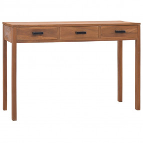 Office Desk Warm Natural Solid Teak Wood 43.3 x 15.7 x ...