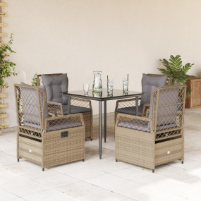 Patio Dining Set Set of 4 Beige, Black, Light Grey