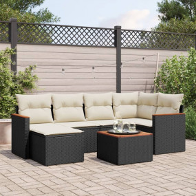 Garden Sofa Set Black and Cream White