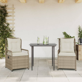 Patio Dining Set Set of 2 Beige, Black, Cream White