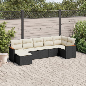Garden Sofa Set Black PE Rattan Large Adjustable Feet