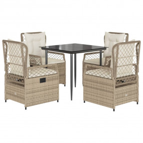 Patio Dining Set Set of 4 Beige PE Rattan 5 Piece Set