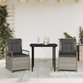 Patio Dining Set Set of 2 Light Grey PE Rattan Small