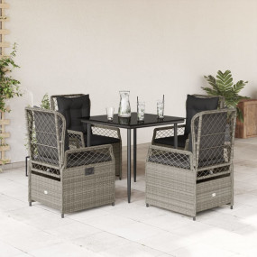 Patio Dining Set Set of 4 Light Grey, Black, Dark Gray