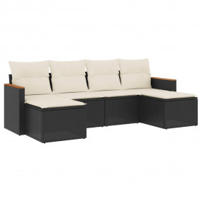 Garden Sofa Set Black PE rattan Adjustable Feet Garden ...