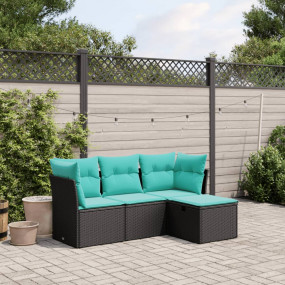 Garden Sofa Set Black PE Rattan Removable Covers Garden...