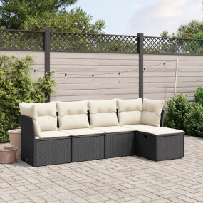Garden Sofa Set Black PE Rattan Large Modular Garden So...