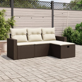 Garden Sofa Set Brown, Cream White
