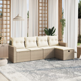 Garden Sofa Set Beige Poly Rattan Large Modular Garden ...