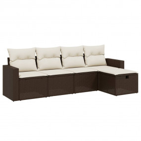 Garden Sofa Set Brown PE rattan, powder-coated steel, p...