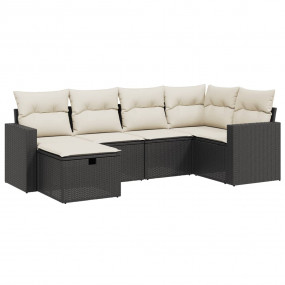 Garden Sofa Set Black Poly rattan, powder-coated steel ...
