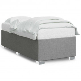Bed Frame Light Grey Polyester, Plywood, Engineered Woo...