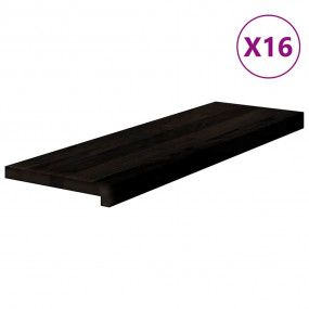 Stair Tread Set of 16 Dark Brown Solid Oak Wood