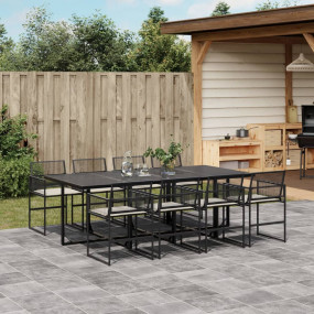 Garden Dining Set Black, Cream white