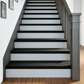 Stair Tread Set of 20 Dark Brown Solid Oak Wood 39.4x9....