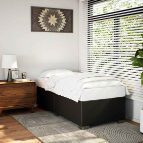 Bed Frame Black Faux leather, engineered wood Twin Mode...