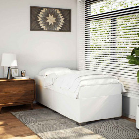 Bed Frame White Faux leather, plywood, engineered wood ...