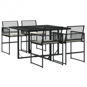 Garden Dining Set Black PE rattan 5 Piece Set Foldable