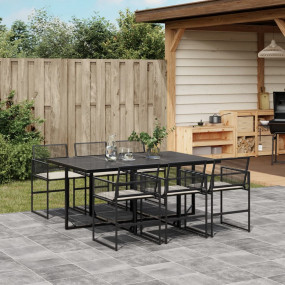 Garden Dining Set Black, Cream White