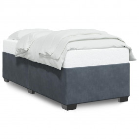 Bed Frame Dark Grey Velvet, Plywood, Engineered Wood Tw...