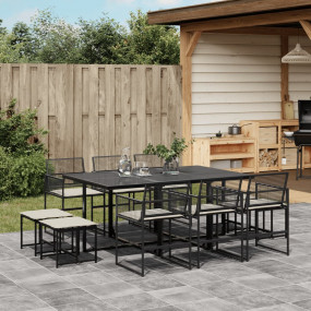 Garden Dining Set Black table and chairs PE rattan Larg...