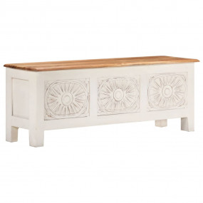 Storage Box White Solid Acacia Wood, MDF Large Lowboard