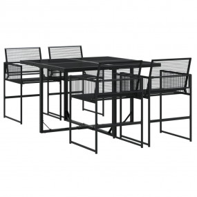 Garden Dining Set Black PE rattan Medium Foldable