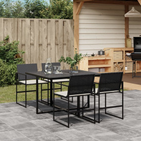 Garden Dining Set Black and Cream White