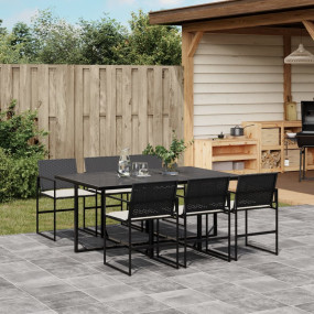 Garden Dining Set Black, Cream white