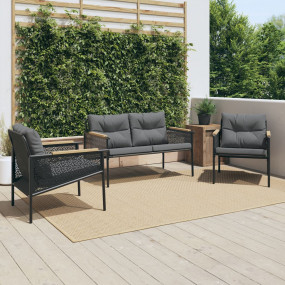 Balcony Furniture Set Black Powder-coated steel