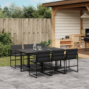 Garden Dining Set Black Textilene fabric