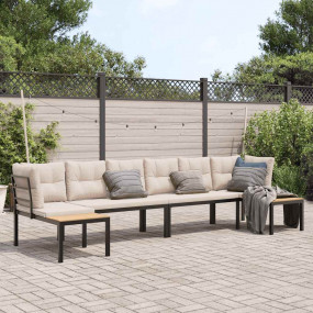 Garden Sofa Set Black, Taupe Powder-coated steel, Polye...