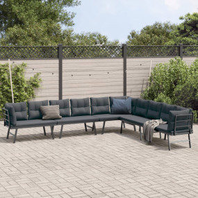 Garden Bench Black Powder-coated steel, Fabric (100% po...