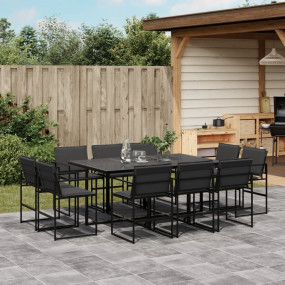 Garden Dining Set Table: Black; Chair: Black; Cushions:...