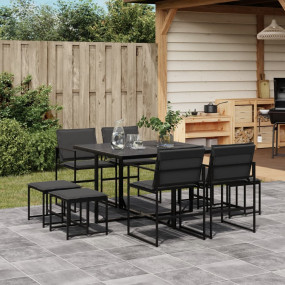Garden Dining Set Black, Dark grey