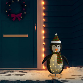 Snow Penguin Figure Black and White Fabric and Steel 35...