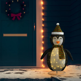 Snow Penguin Figure Black and White Fabric, Steel 47.2 ...