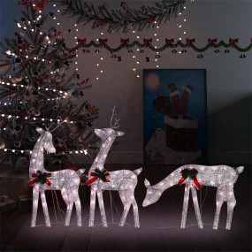 Christmas Reindeer Family Set of 3 Gold Fabric, steel L...