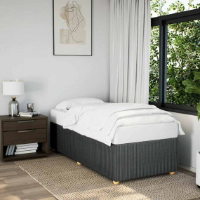Bed Frame Dark Grey Polyester, Plywood, Engineered Wood...