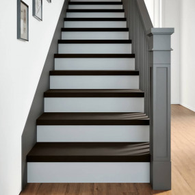 Stair Tread Set of 2 Dark Brown Solid Oak Wood 27.6 x 1...