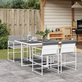 Garden Dining Set White, Light Gray