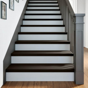 Stair Tread Set of 2 Dark brown Solid oak Durable Stair...